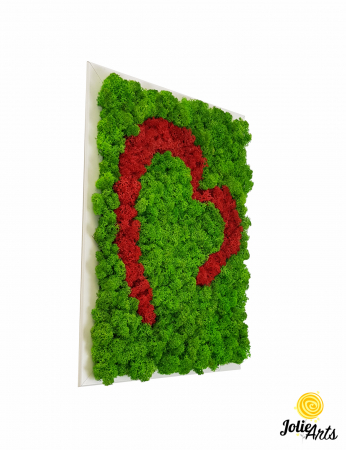 Toate Produsele - Tablou Inimă Stilizată Roșie – Licheni Naturali, Contrast Verde