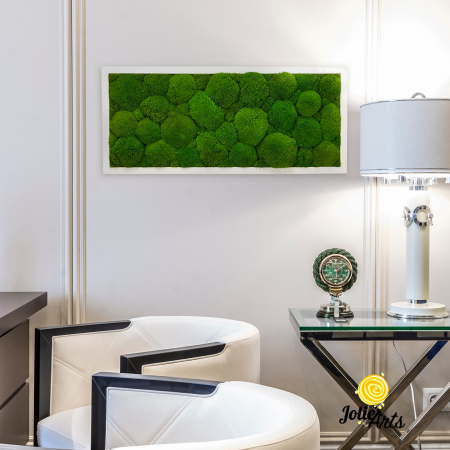 Toate Produsele - Tablou cu mușchi bombati naturali stabilizați, verde intens, decor bio, realizat manual
