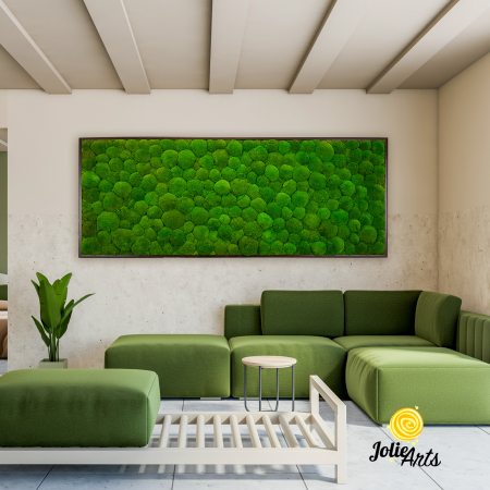 Toate Produsele - Tablou cu mușchi bombati naturali stabilizați, verde intens, decor bio, realizat manual