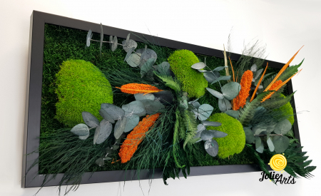 Tablou muschi si plante naturale stabilizate, Model Green Day - Orange touch [4]