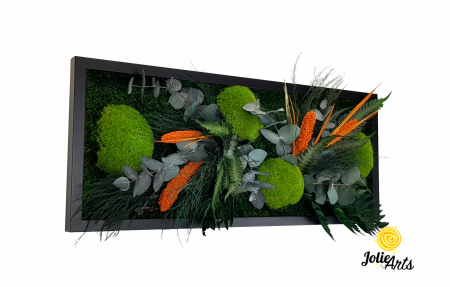 Tablou muschi si plante naturale stabilizate, Model Green Day - Orange touch [0]