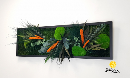 Tablou muschi si plante naturale stabilizate, Model Green Day - Orange touch [1]