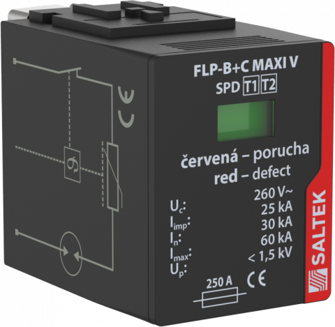 Protecţie trăsnet-supratensiuni - Cartus rezerva pentru descarcator supratensiuni 1P, 50kA, T1+T2, FLP-B+C Maxi V/0
