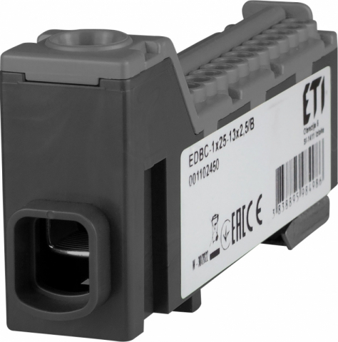 Distribuitoare - Distribuitor 1P 63A, EDBC-1x25-13x2,5/B NEGRU, 1102450, ETI