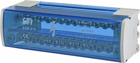 Distribuitoare - Distribuitor 2 poli, 125A, 15 orificii EDB-215, 1102302, ETI