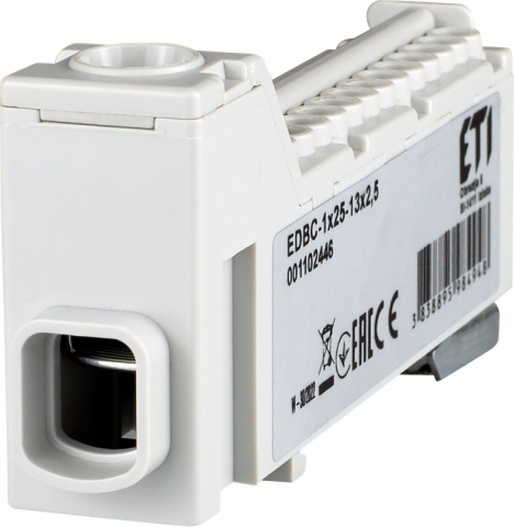 Distribuitoare - Distribuitor 1P 63A EDBC-1x25-13x2,5 GRI, 1102446, ETI