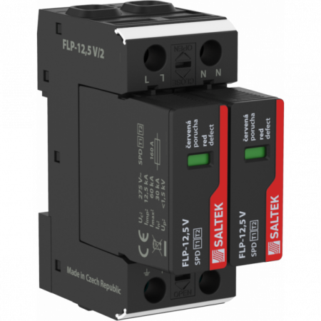 Protecţie trăsnet-supratensiuni - Descarcator supratensiuni 2P, 50kA, T1+T2, FLP-12.5 V/2