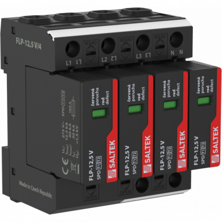 Protecţie trăsnet-supratensiuni - Descarcator supratensiuni 4P, 50kA, T1+T2, FLP-12.5 V/4