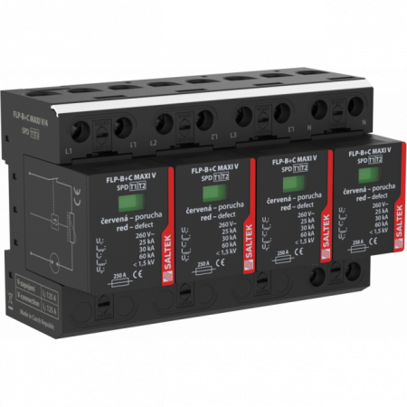 Protecţie trăsnet-supratensiuni - Descarcator supratensiuni 4P, 50kA, T1+T2, FLP-B+C Maxi V/4
