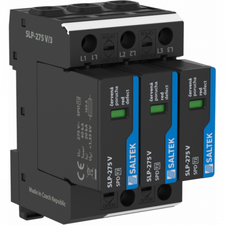 Protecţie trăsnet-supratensiuni - Descarcator supratensiuni 3P, 50kA, T2, SLP-275 V/3