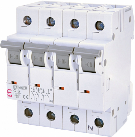 Sigurante tetrapolare - Intrerupator automat, 10A, curba C, 3P+N, 4M, 6kA