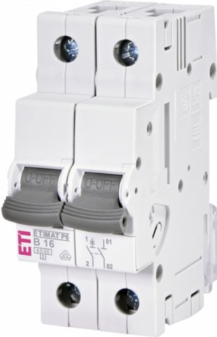 Sigurante Automate - Intrerupator automat (MCB), 240V, 1P+N, caracteristica B, capacitate rupere 6kA, curent nominal 16A, cod. 1900110, ETI