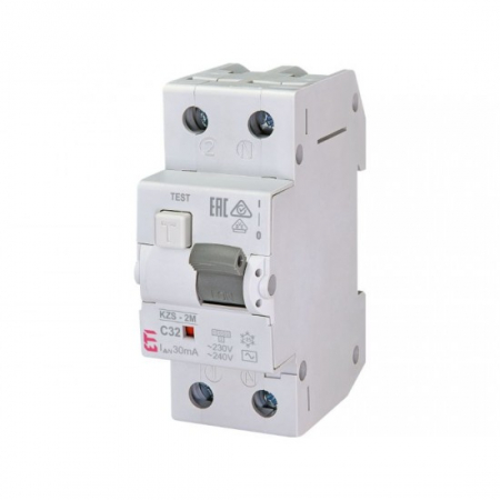 Diferential RCBO curba C tip AC - Protectie diferentiala combinata KZS-2M, 1P+N C 32A 10kA 30mA tip AC,2173127