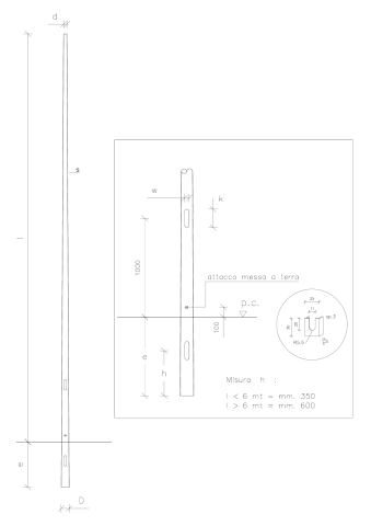 Stalpi cu montaj îngropat - stalp iluminat stradal conic ncm pc68.3 otel galvanizat 6m