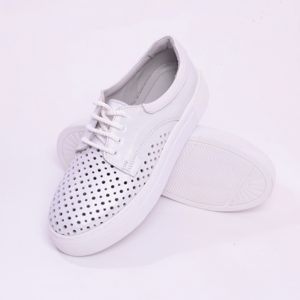 Pantofi casual dama 574 Alb Sidefat [6]