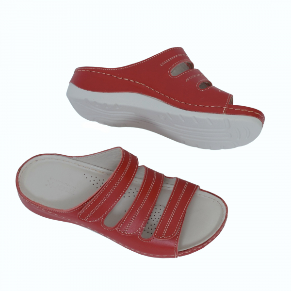 Papuci  din piele naturala 255 rosu [2]