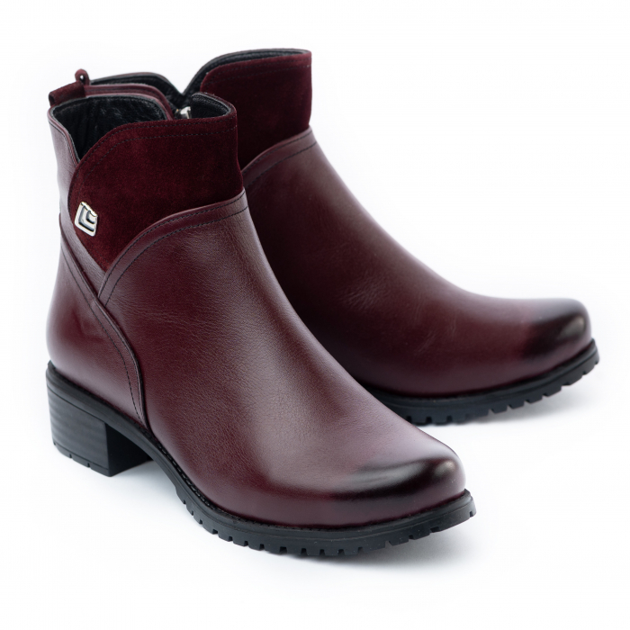 Botine din piele naturala 154 bordo [2]