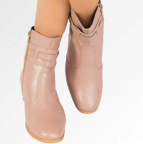 Botine piele naturala 701 Roz Pudra [5]