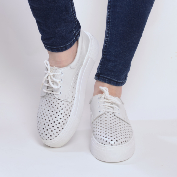 Pantofi casual dama 574 Alb Sidefat [3]