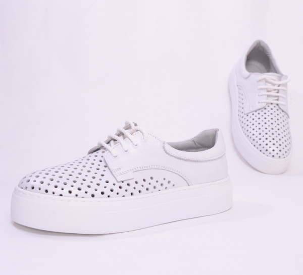 Pantofi casual dama 574 Alb Sidefat [5]