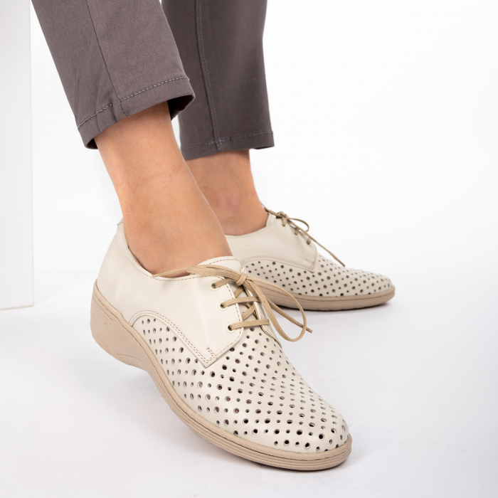 Pantofi casual din piele naturala 522 Bej [2]