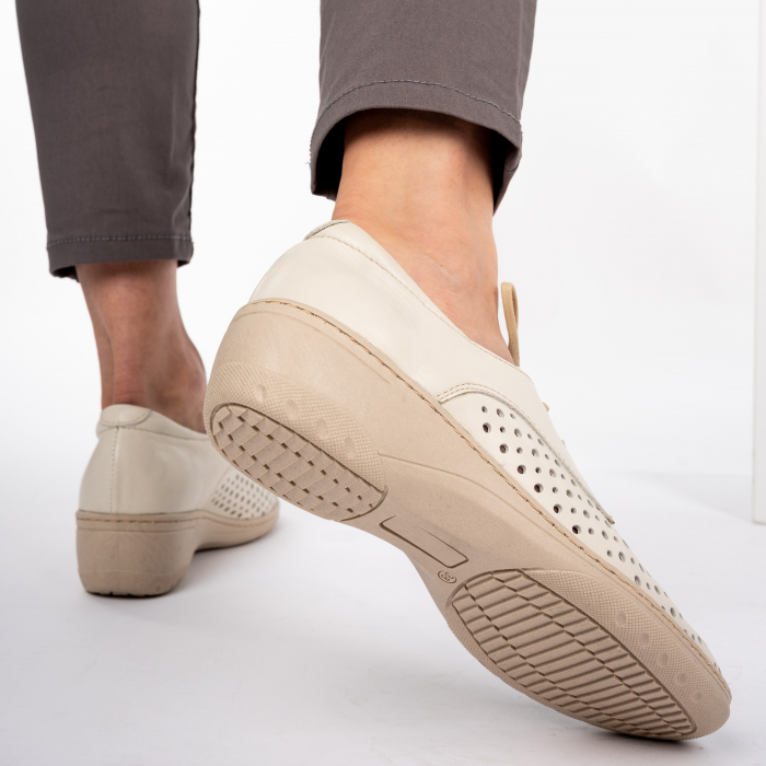 Pantofi casual din piele naturala 522 Bej [3]