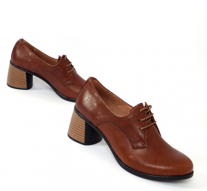 Pantofi din piele naturala 594 Maro [5]