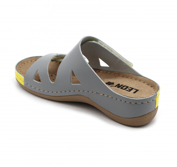 Papuci confortabili dama Leon 906 Gri cu Galben [3]