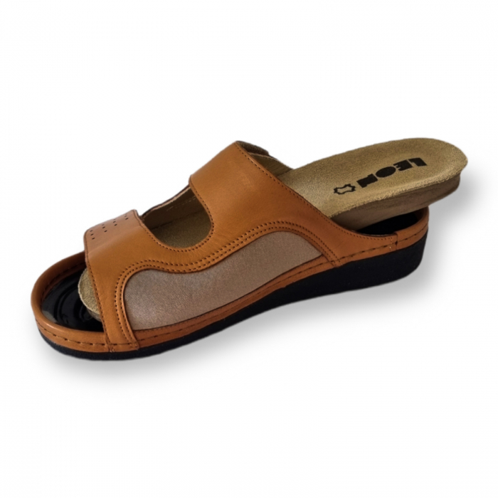 Papuci cu brant detasabil Leon 5010 maro [4]