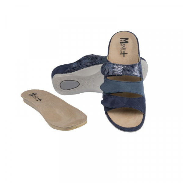 Papuci cu talpa confort 701-18 Albastru - talonet detasabil [2]