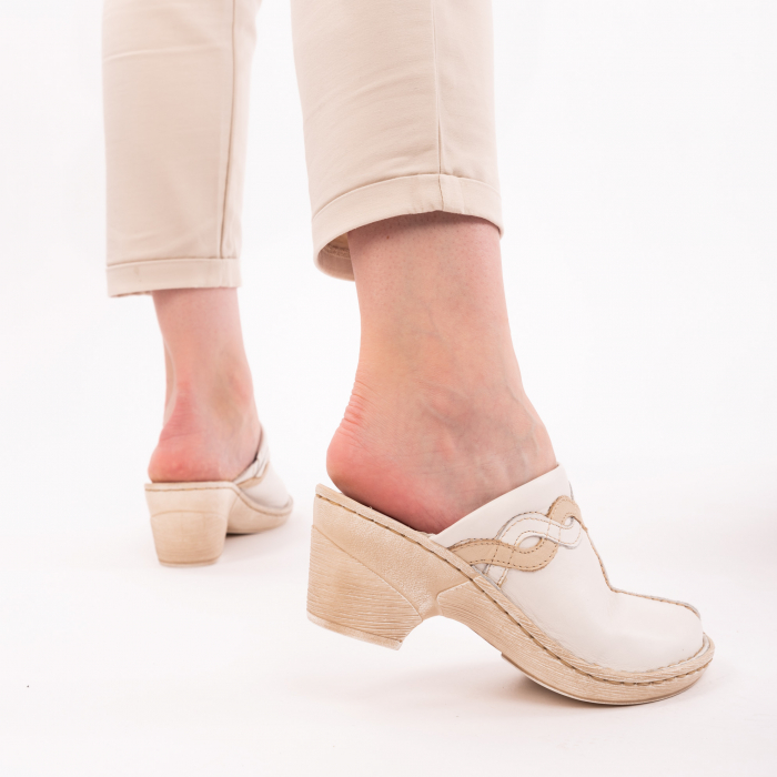 Papuci din piele naturala 202 alb [4]