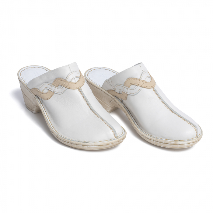 Papuci din piele naturala 202 alb [7]