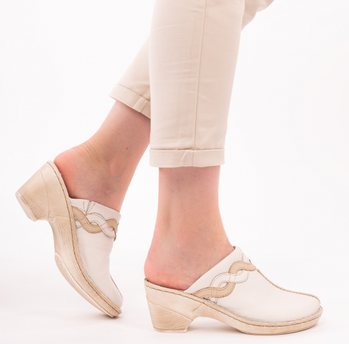 Papuci din piele naturala 202 alb [3]