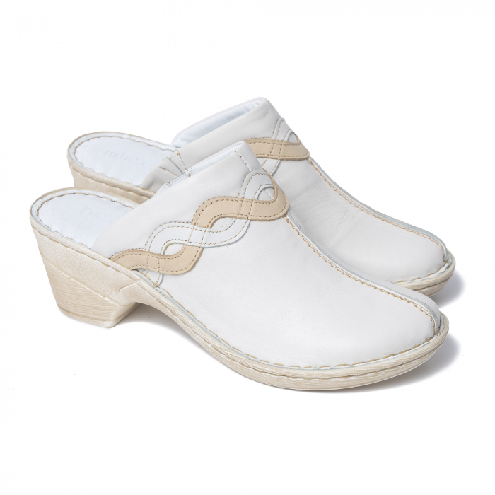 Papuci din piele naturala 202 alb [6]