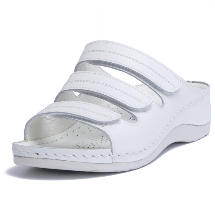 Papuci  din piele naturala 255 Alb [3]