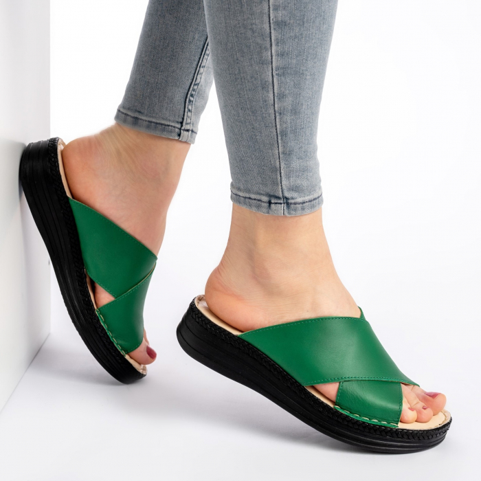 Papuci piele 955 verde [2]