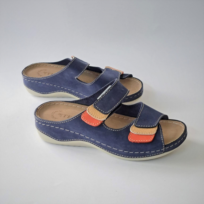 Papuci piele naturala 25-02 albastru [2]