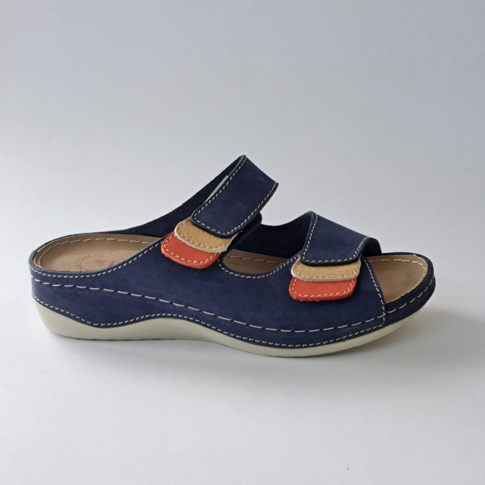 Papuci piele naturala 25-02 albastru [4]