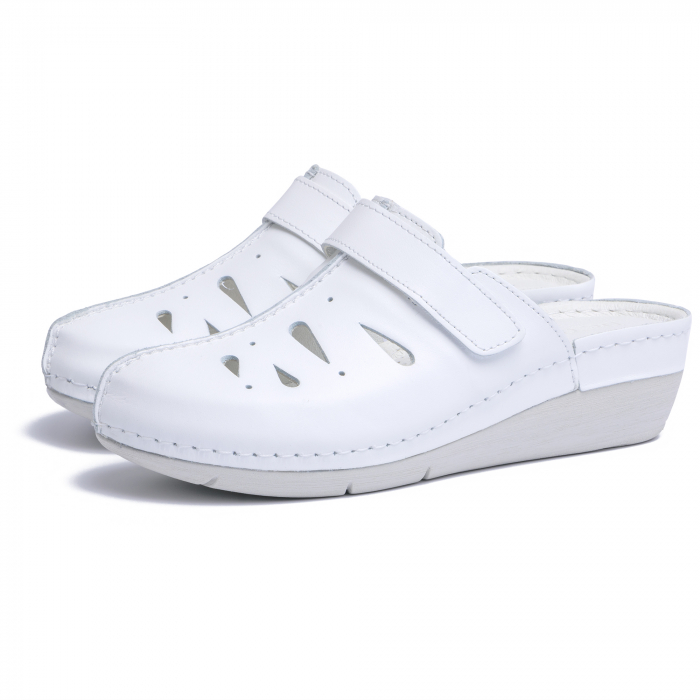 Saboti dama din piele naturala 256 Alb [2]