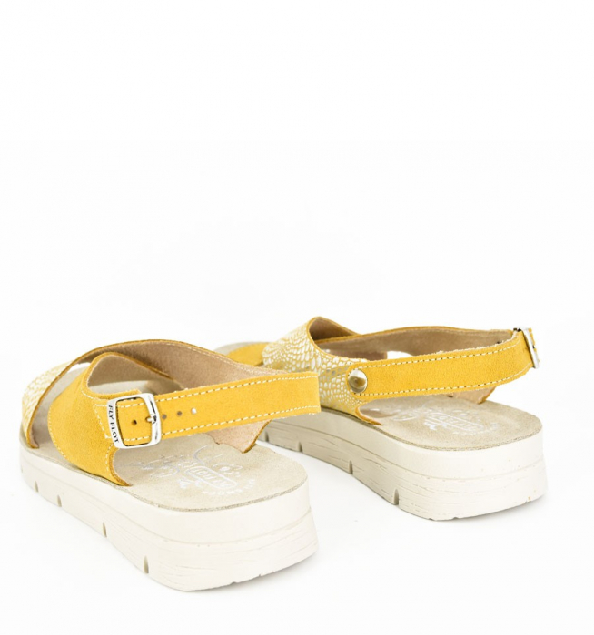 Sandale din piele naturala FLY FLOT 169 Galben [3]