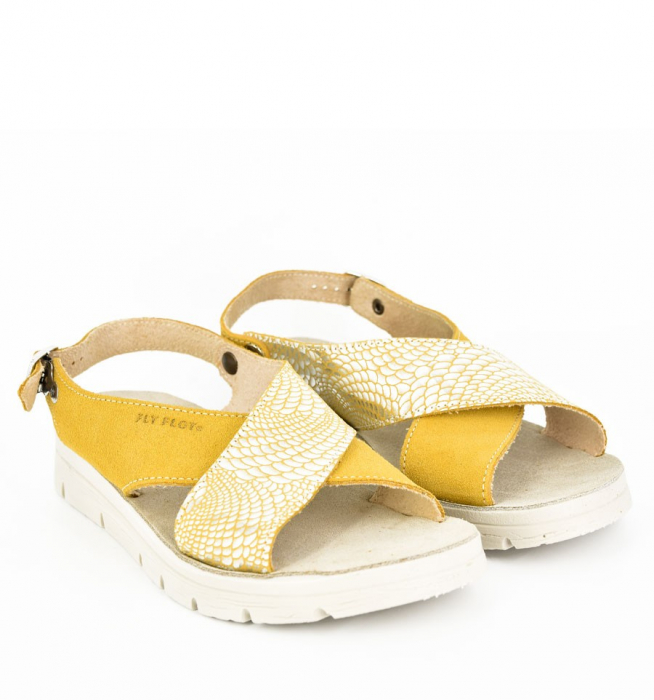 Sandale din piele naturala FLY FLOT 169 Galben [2]