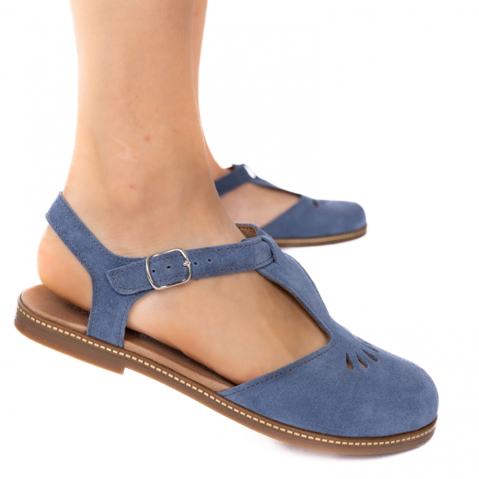 Sandale din piele naturala 281 Blu Velur [4]