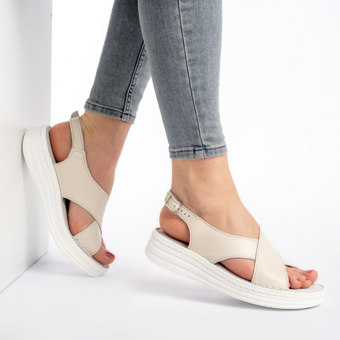 Sandale piele naturala Nikky crem [2]