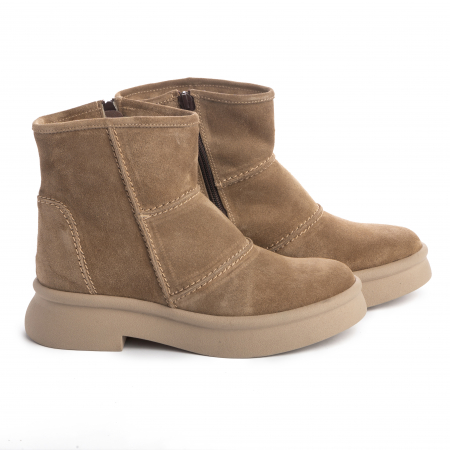 Botine piele naturala - Ghete piele  626 nisipiu velur