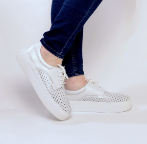 Pantofi casual dama 574 Alb Sidefat [1]