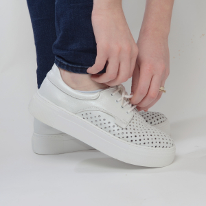 Pantofi casual dama 574 Alb Sidefat [3]