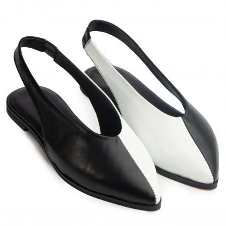 Pantofi casual confortabili - Pantofi piele naturala 035 negru-alb