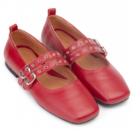 Pantofi office - Pantofi piele naturala 646 rosu