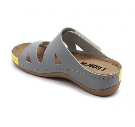 Papuci confortabili dama Leon 906 Gri cu Galben [2]