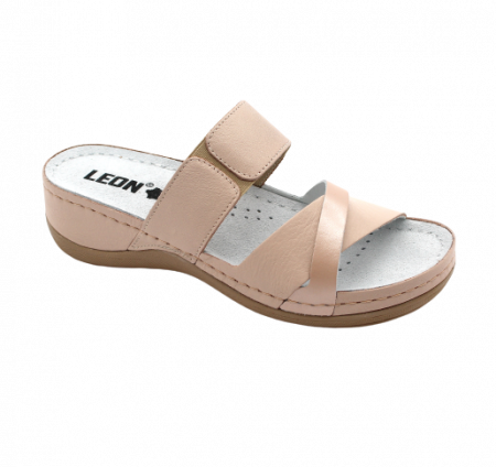 Papuci decupati - Papuci confortabili dama Leon 909 Powder